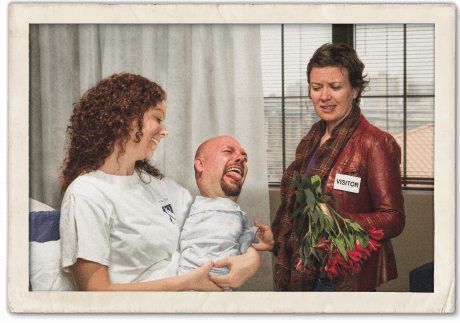 Core Creative's Awkward Family Christmas - It's A Boy - Pictured: Christine Ruth, Doug Birling and Julie Schlender