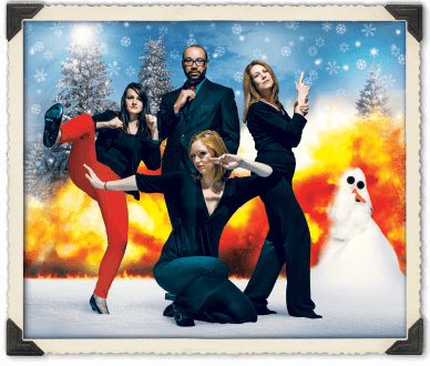 Core Creative's Awkward Family Christmas - Snow Angels: A Charlie's Angels Christmas Spectacular - Pictured: Kelly Krumsee, Charles Collins, Sarah Fracek and Patti Schauer