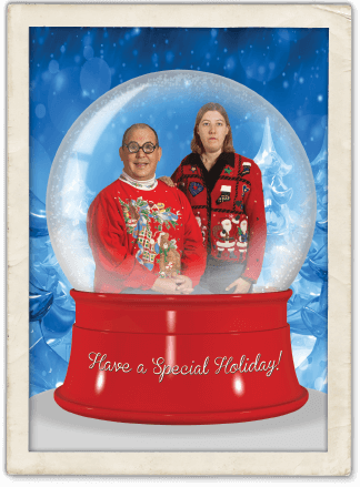 Core Creative's Awkward Family Christmas - The Orb Of Awkwardness - Pictured: Doug Schommer and Rebecca Eckhart